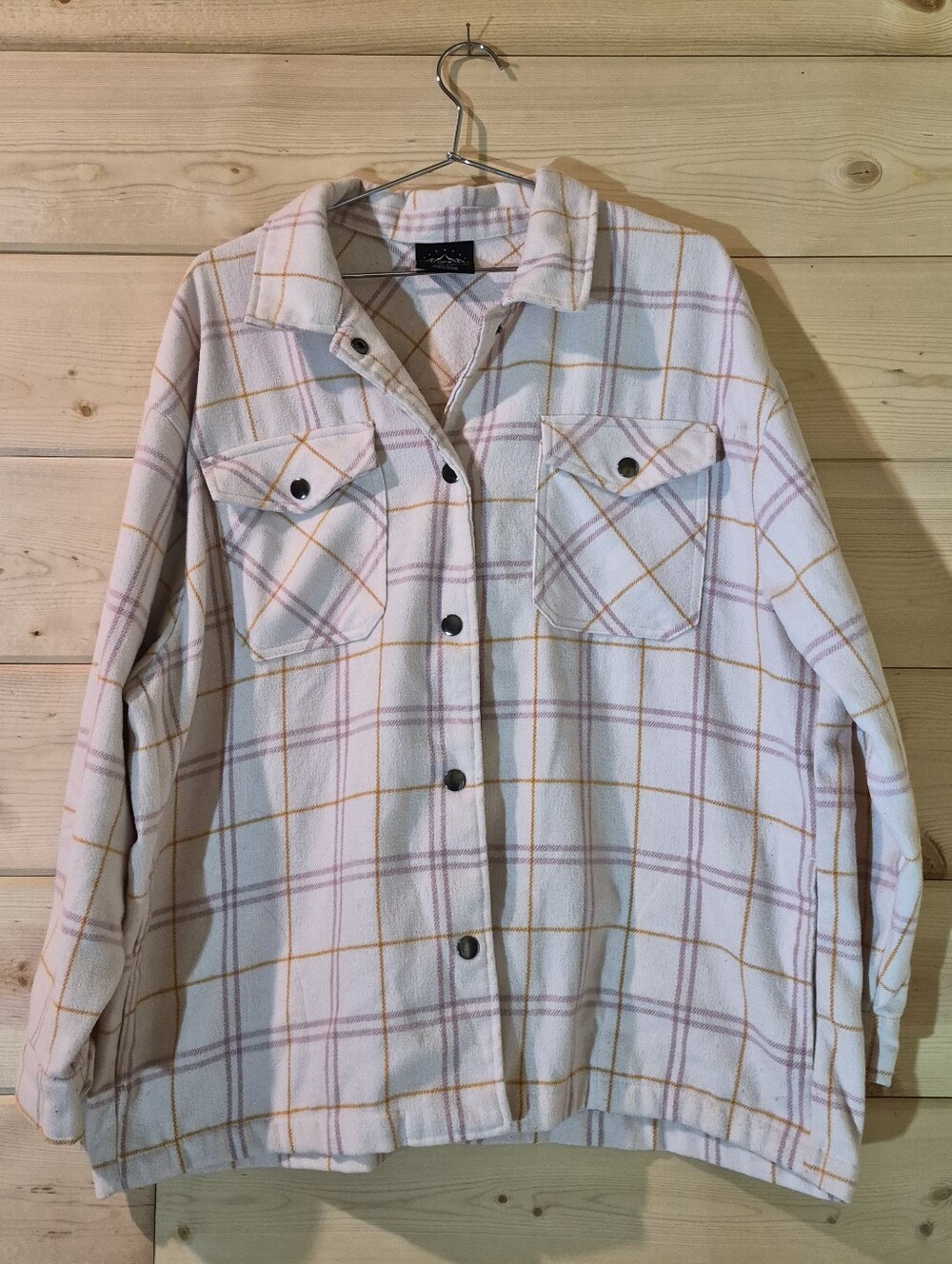 HFX Women's Plaid Button-Down Shirt in Lt Pink and Purple Size XL 28x28